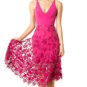 Dress the Population Fuchsia Lace Midi Dress